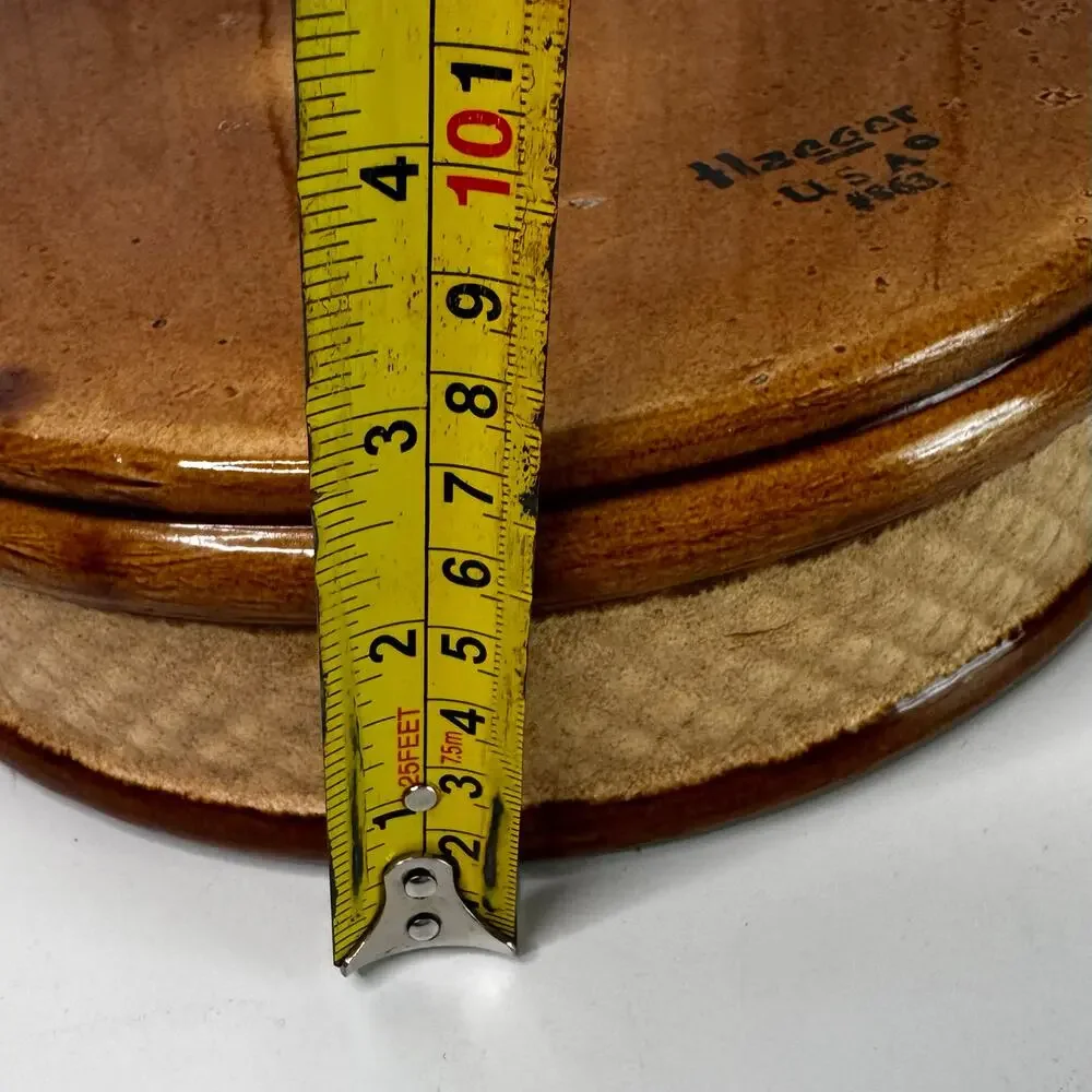Vintage Haeger Pottery Brown Flat Round Dish Bowl #863 Textured USA 9 3/4